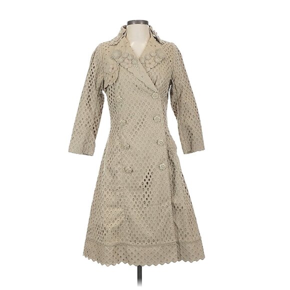Byron Lars Eyelet Floral Trench Coat -Sz 4  - NWT - Picture 1 of 12